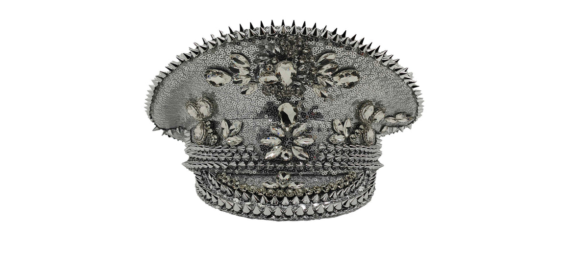 Rhinestone Military Hat: HA914 SIL