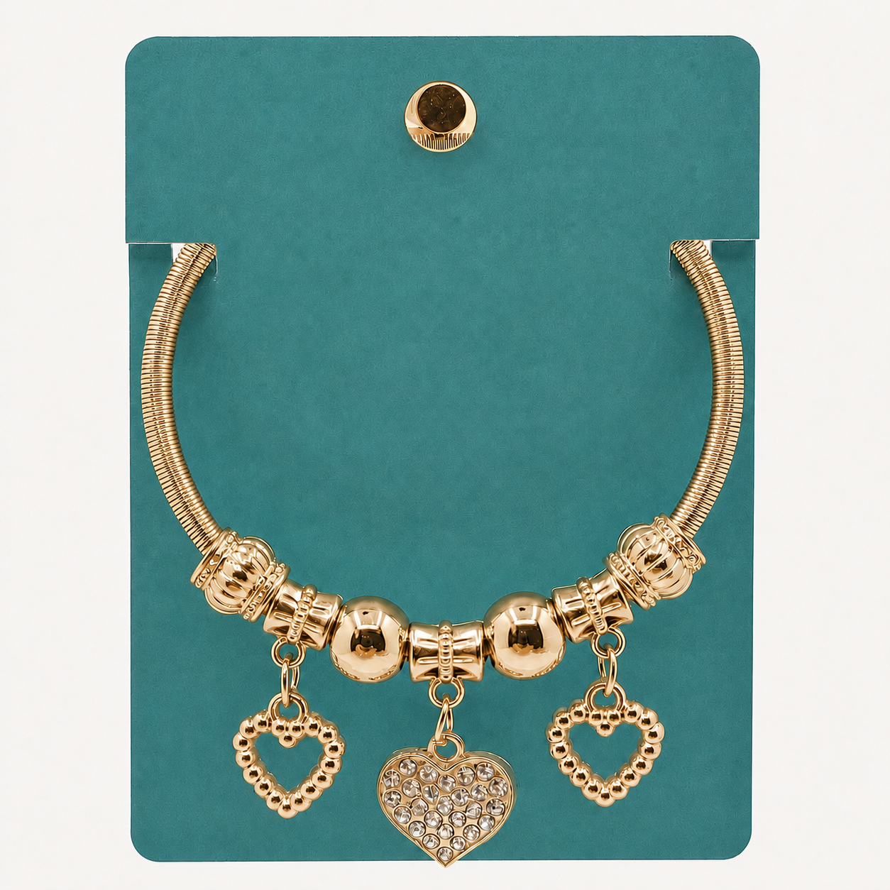 Silver Heart Charm Bangle Bracelet