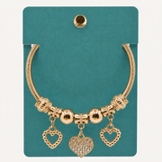 Silver Heart Charm Bangle Bracelet