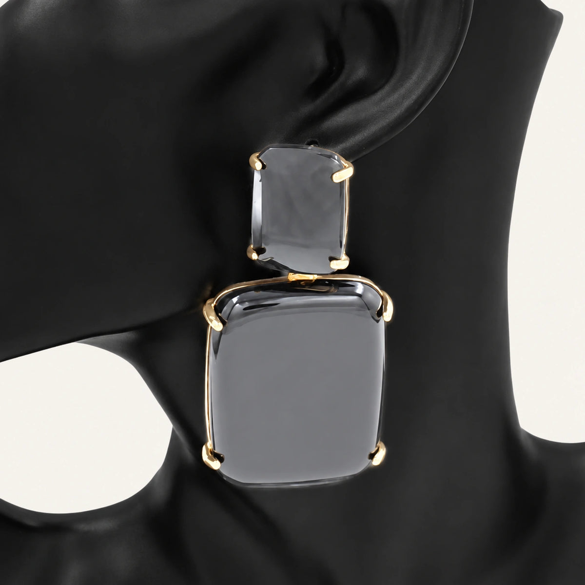 Double Rectangle Stone Drop Earrings