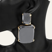 Double Rectangle Stone Drop Earrings