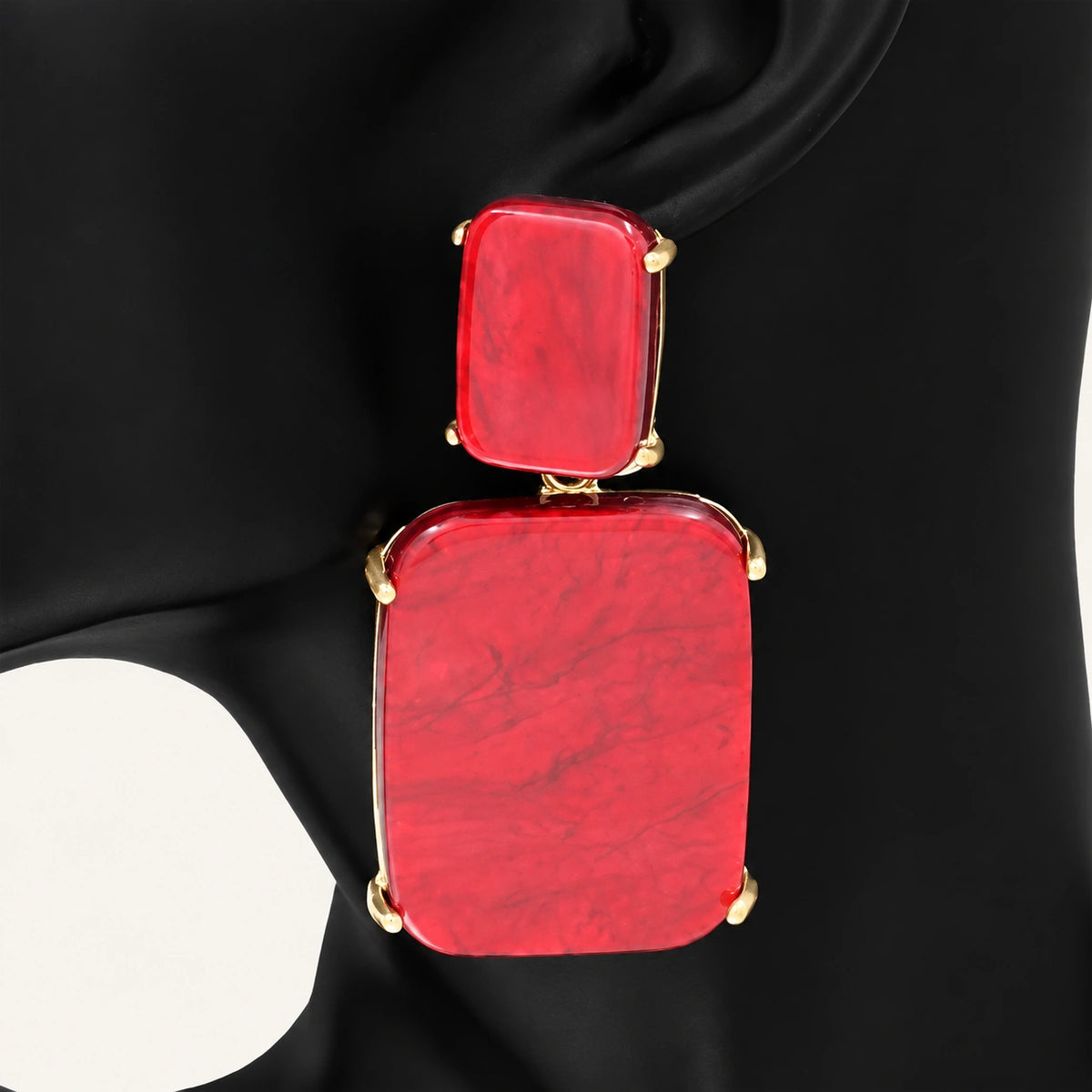 Double Rectangle Stone Drop Earrings