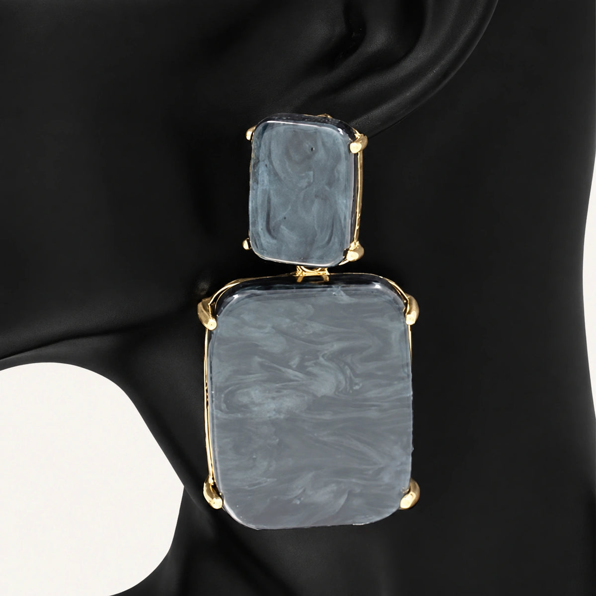 Double Rectangle Stone Drop Earrings