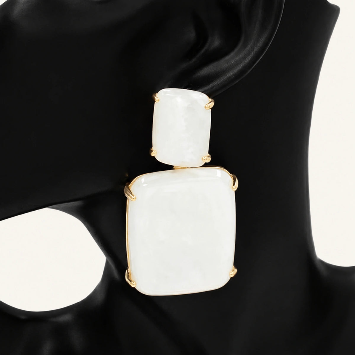 Double Rectangle Stone Drop Earrings