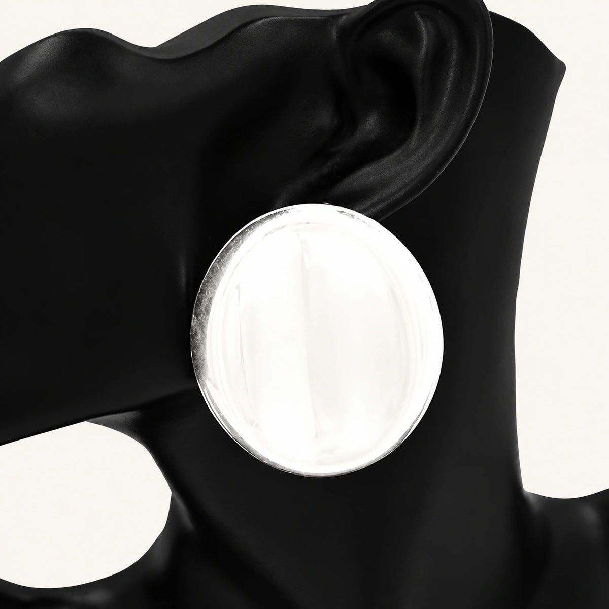 Oversized Round Brushed Metal Earrings