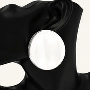 Oversized Round Brushed Metal Earrings