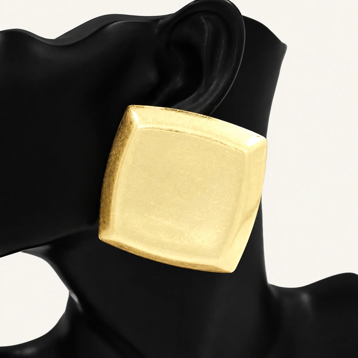 Oversized Square Brushed Metal Earrings
