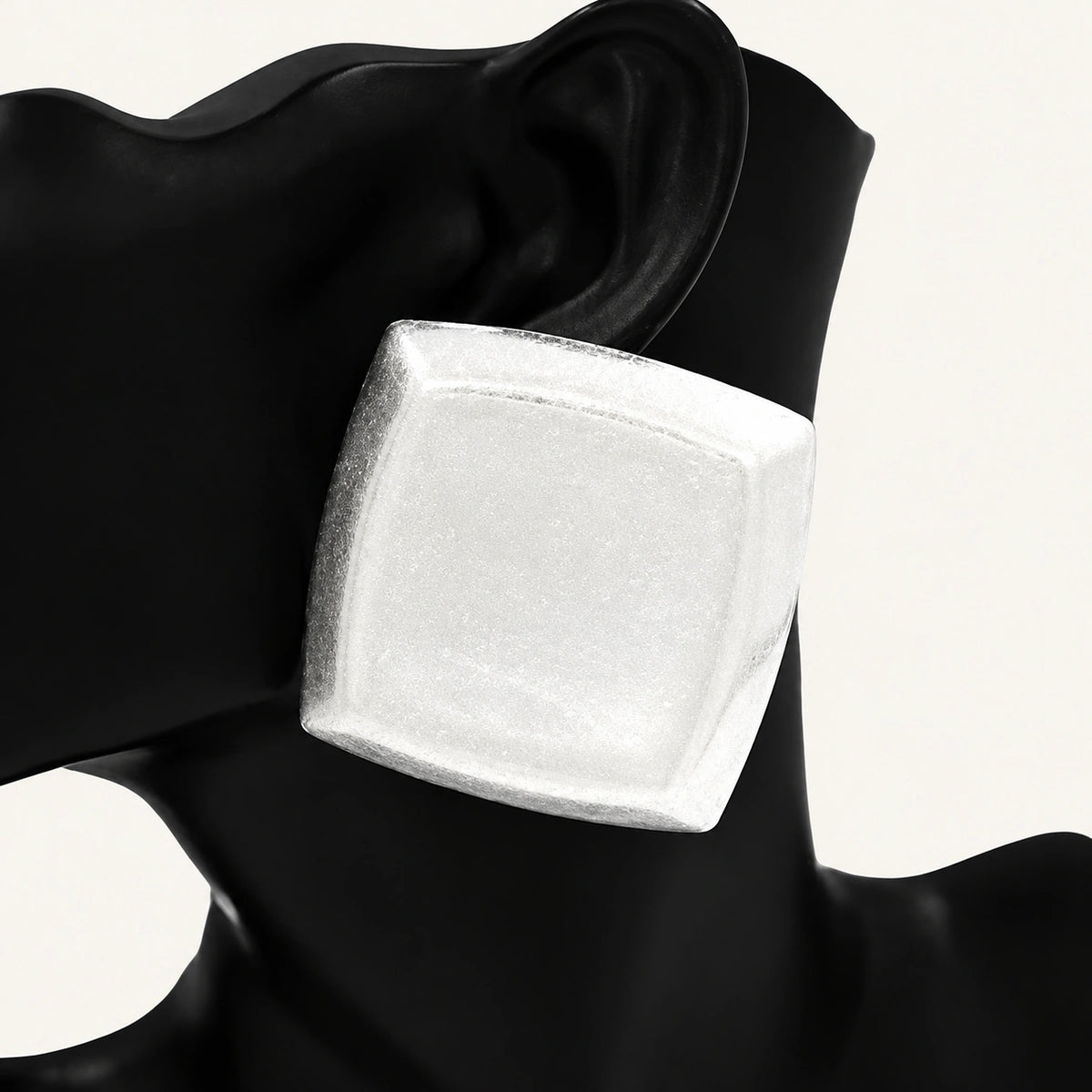Oversized Square Brushed Metal Earrings