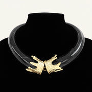 Chunky Marbled Collar Necklace with Gold Caps