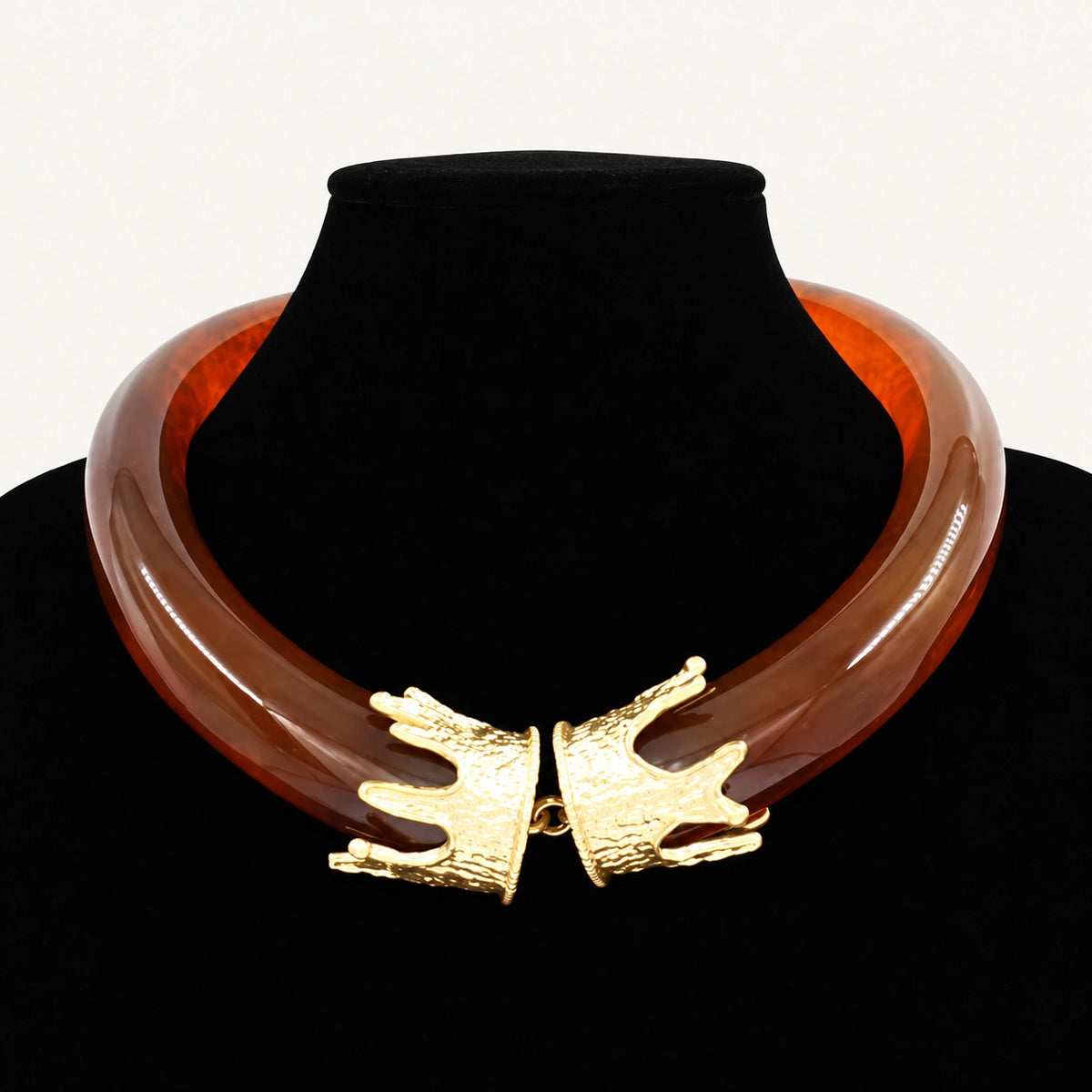Chunky Marbled Collar Necklace with Gold Caps