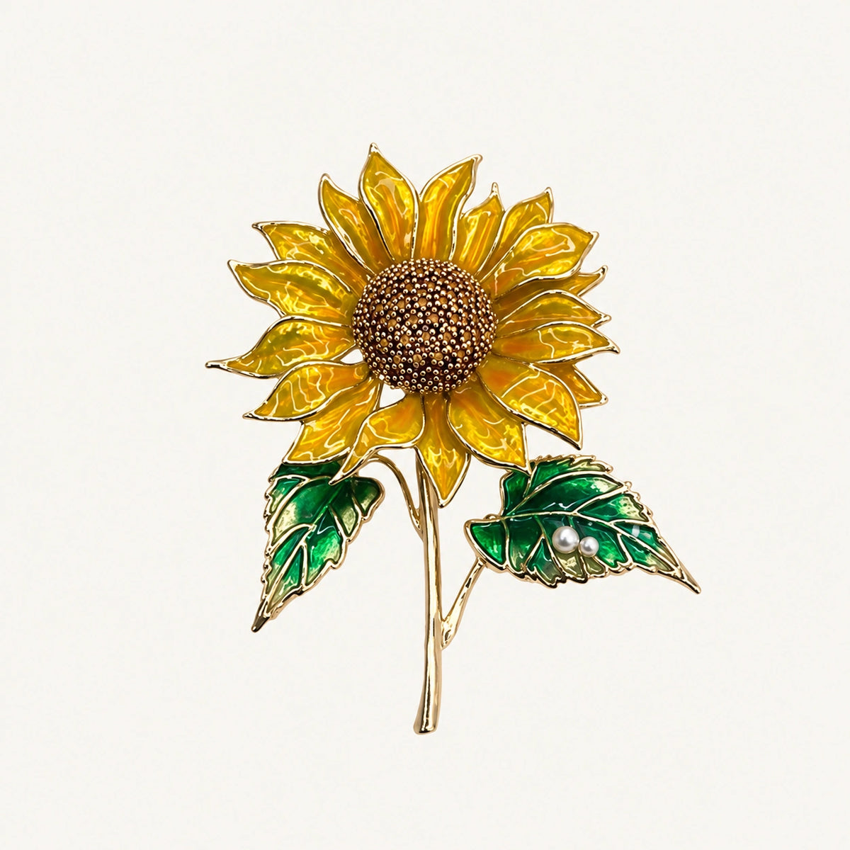 Sunflower Enamel Brooch Pin