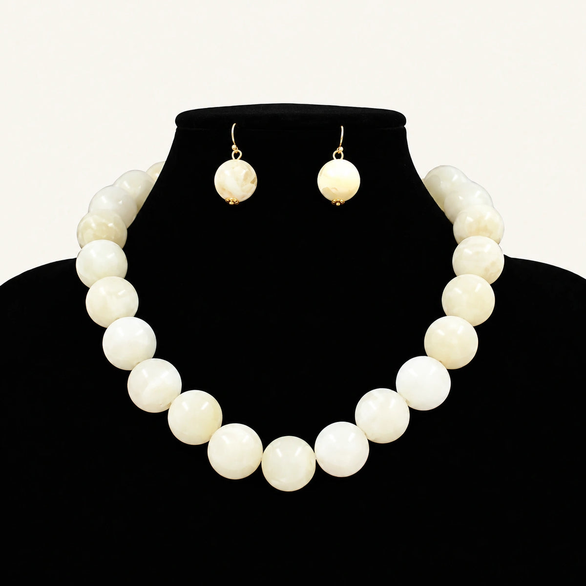 Marbled Chunky Bead Necklace & Earring Set