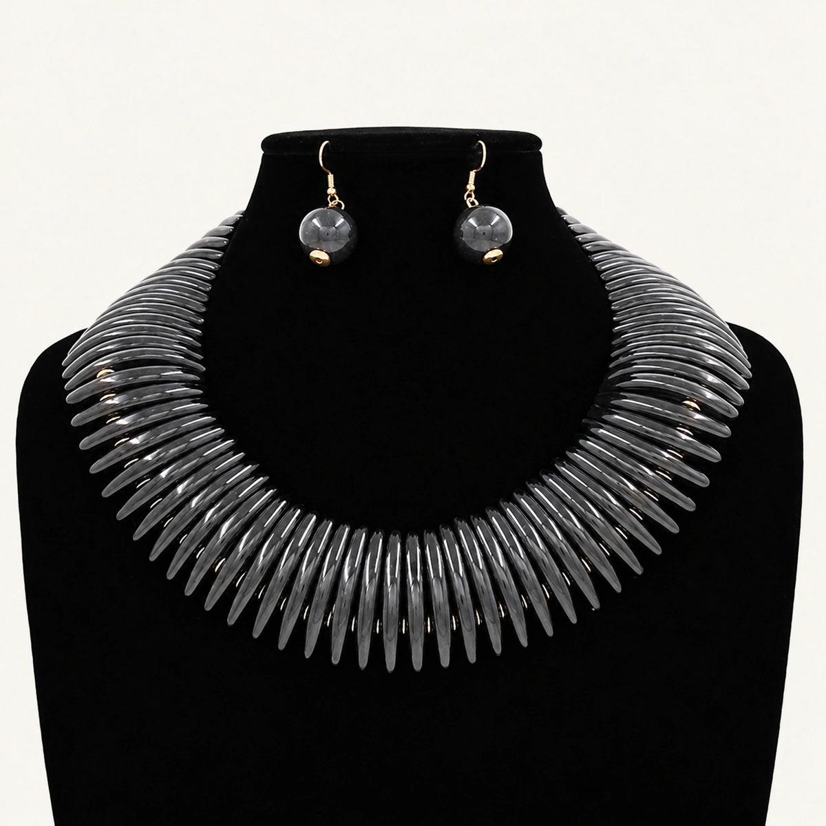 Stacked Disc Collar Necklace & Earring Set