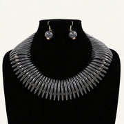 Stacked Disc Collar Necklace & Earring Set