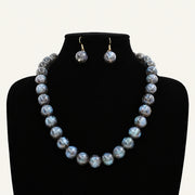 Marbled Bead Necklace & Earring Set