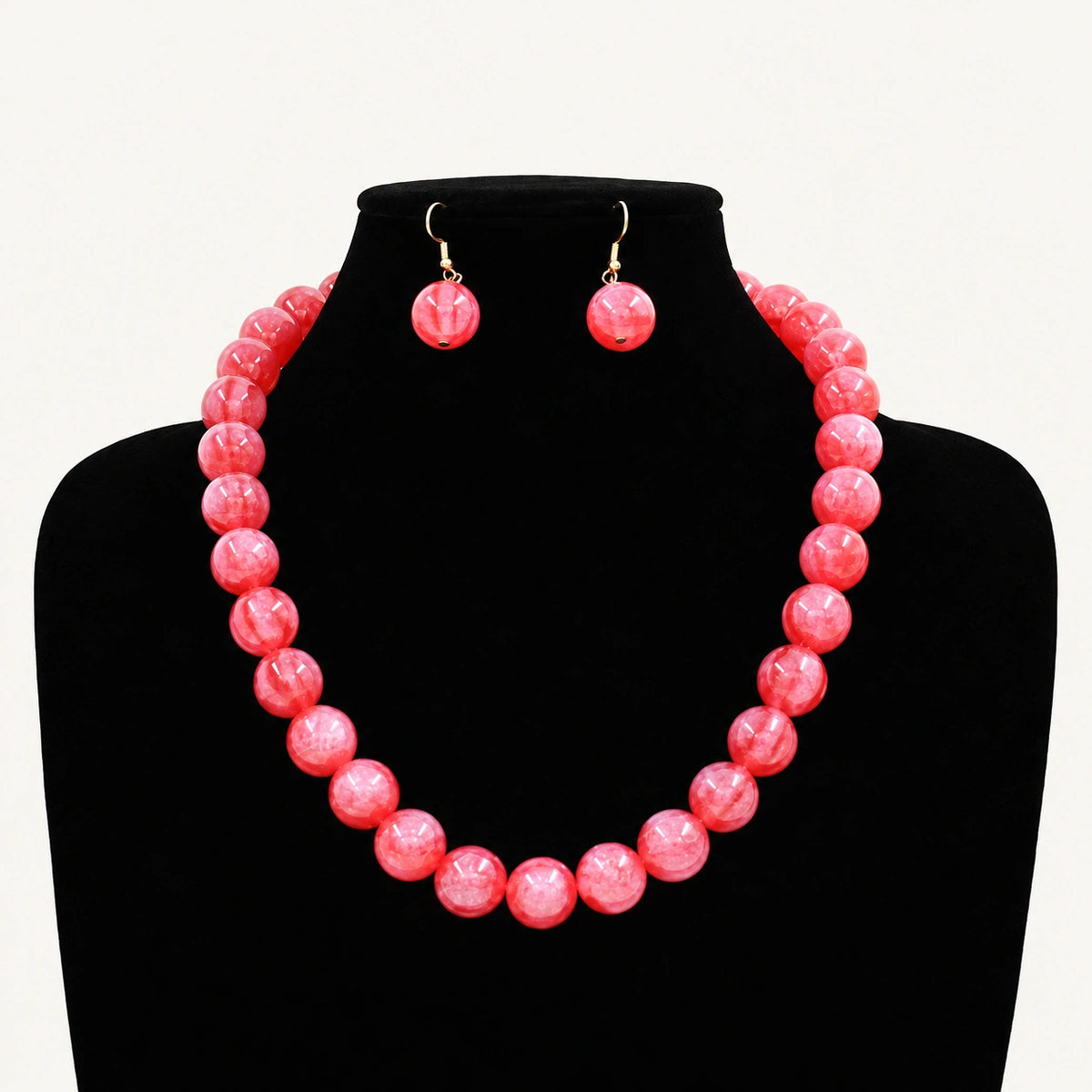 Marbled Bead Necklace & Earring Set
