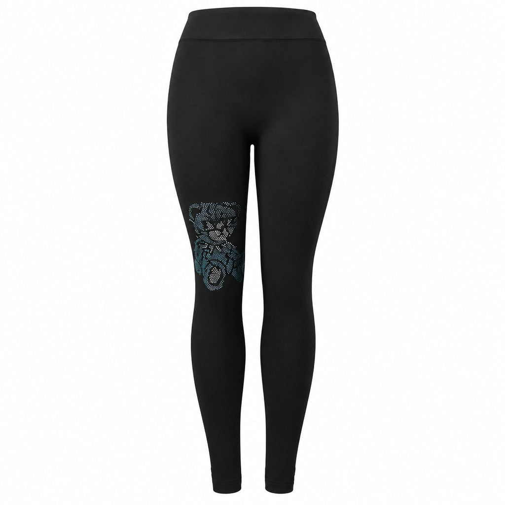 Teal Rhinestone Sunglasses Bear Leggings