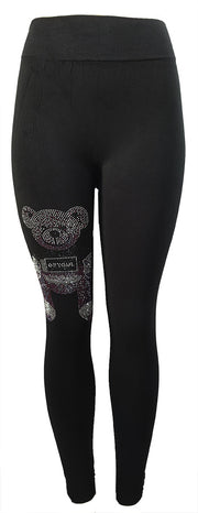Pink Rhinestone Bear Leggings