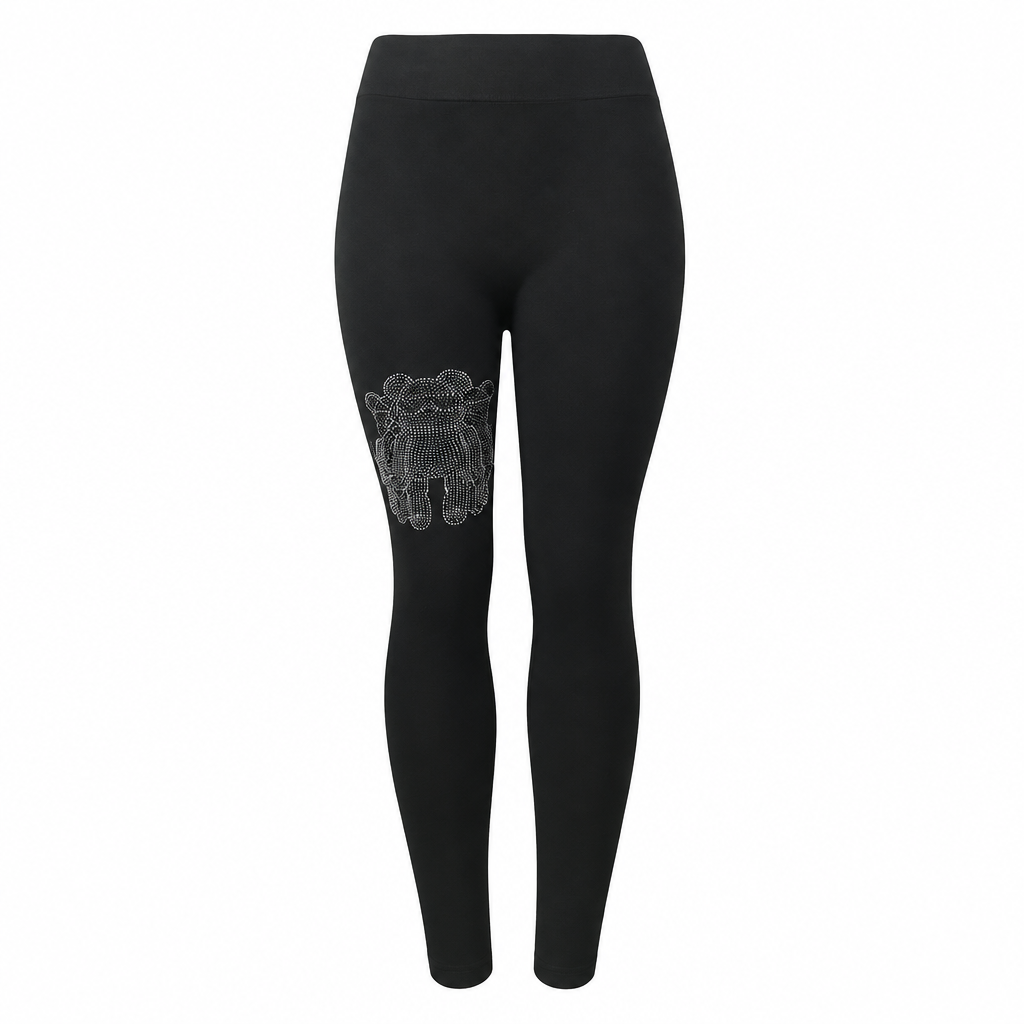 Silver Rhinestone Bear Leggings
