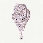 Crystal Heart Swirl Drop Brooch