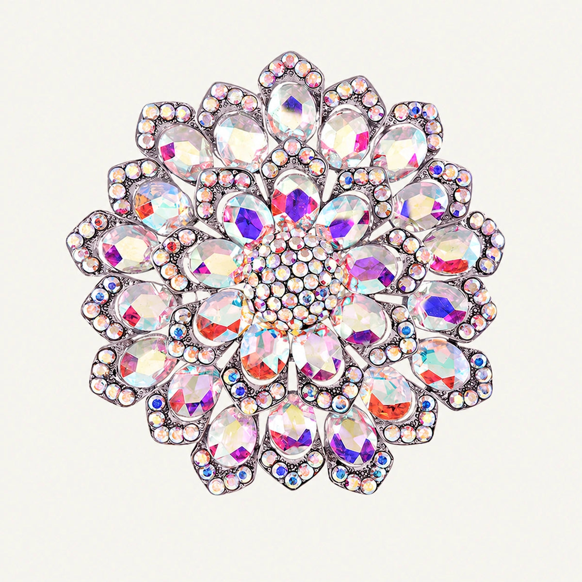 Crystal Flower Burst Brooch