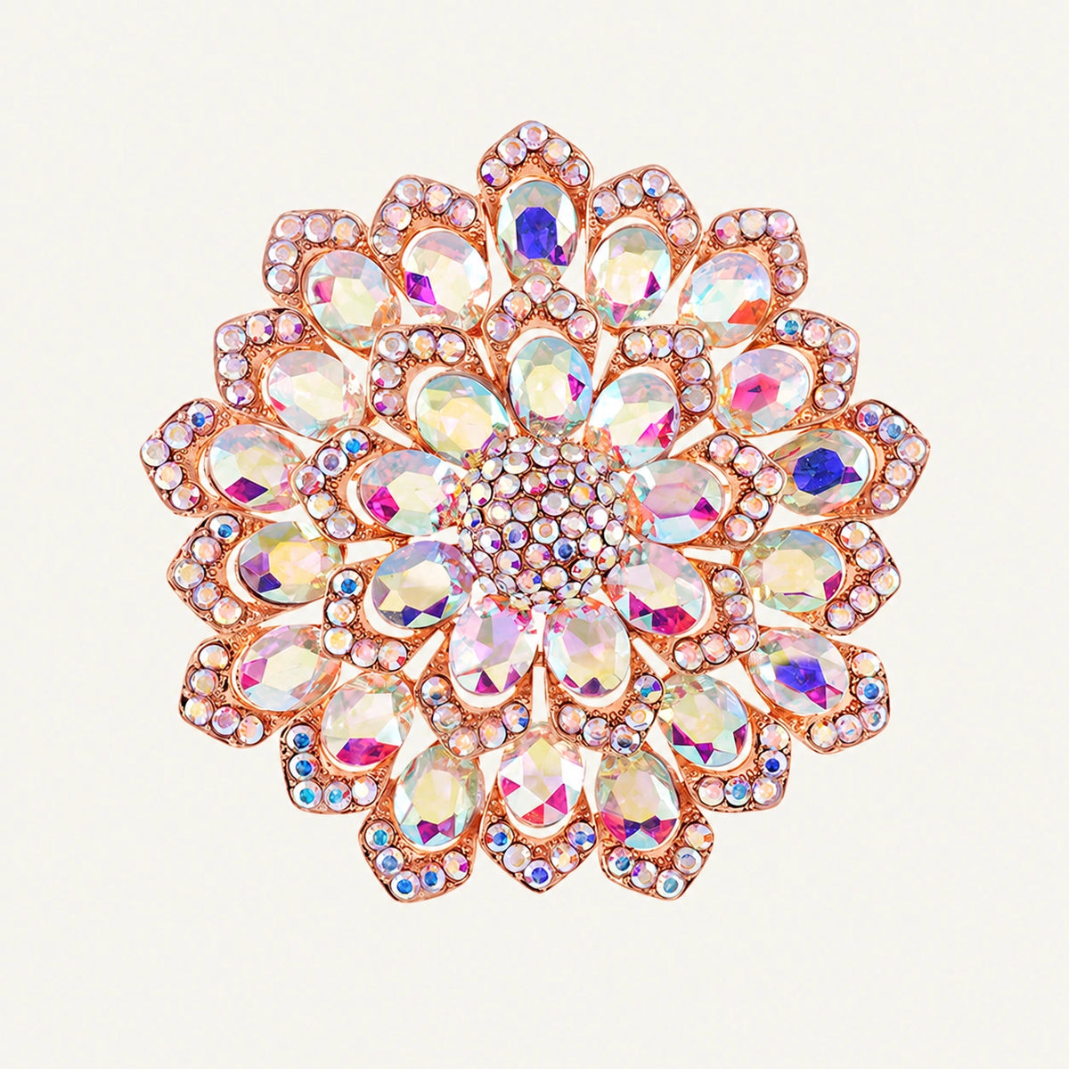 Crystal Flower Burst Brooch