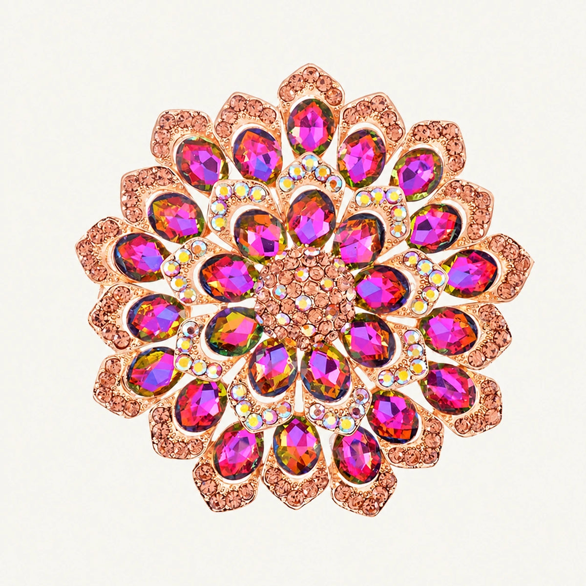 Crystal Flower Burst Brooch
