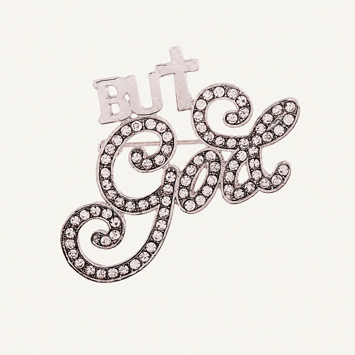But God Rhinestone Brooch Pin