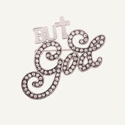 But God Rhinestone Brooch Pin