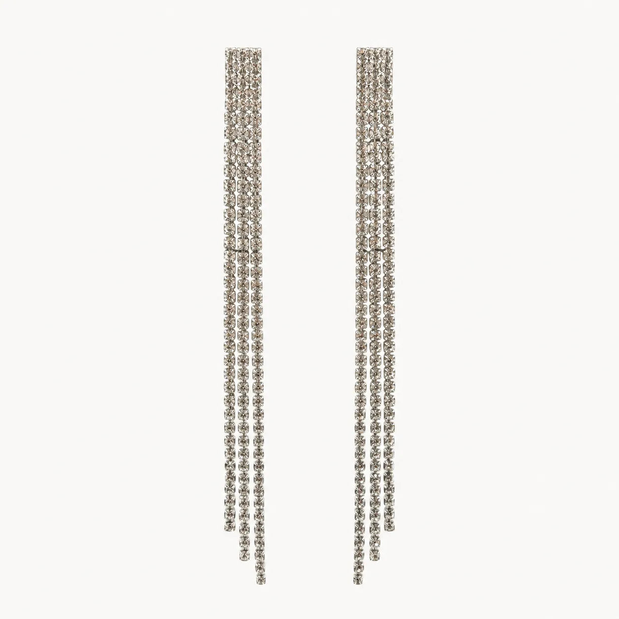 Rhinestone Fringe Tassel Drop Earrings