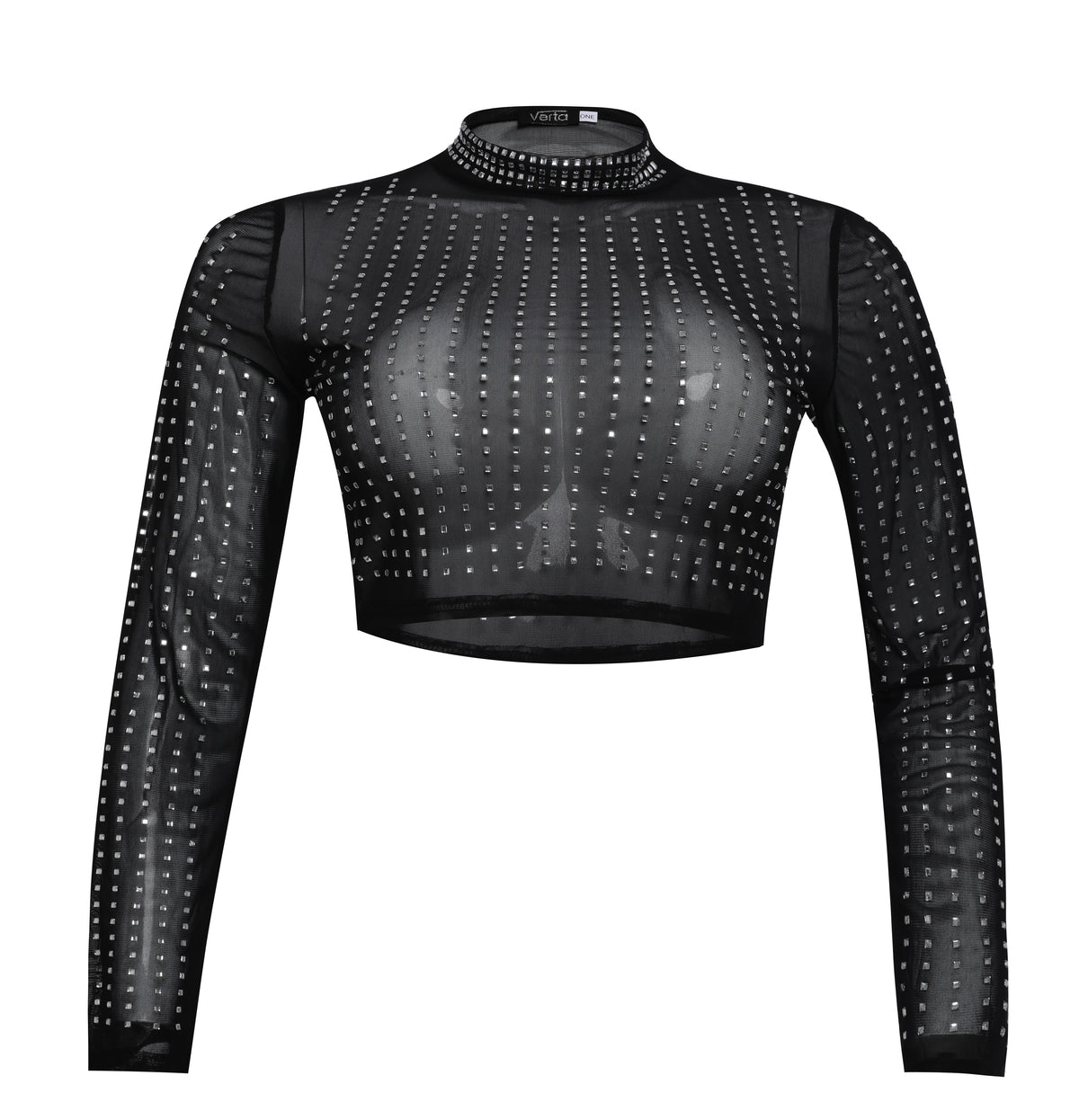 Sheer Mesh Mock Neck Crop Top