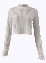 Sheer Mesh Mock Neck Crop Top