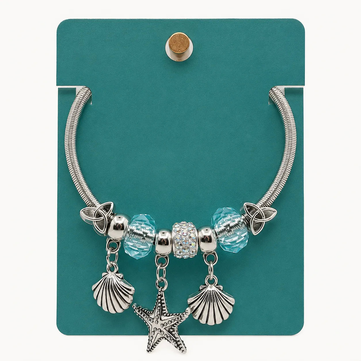 Silver Beach Charm Bangle Bracelet