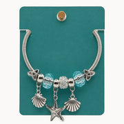 Silver Beach Charm Bangle Bracelet