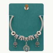 Silver Tree of Life & Evil Eye Charm Bangle