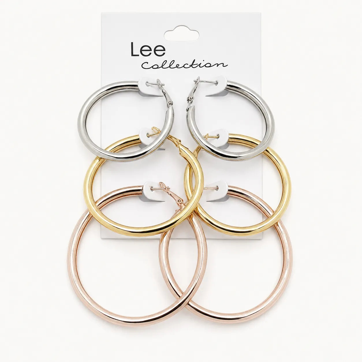 Tri-Tone Hoop Earrings