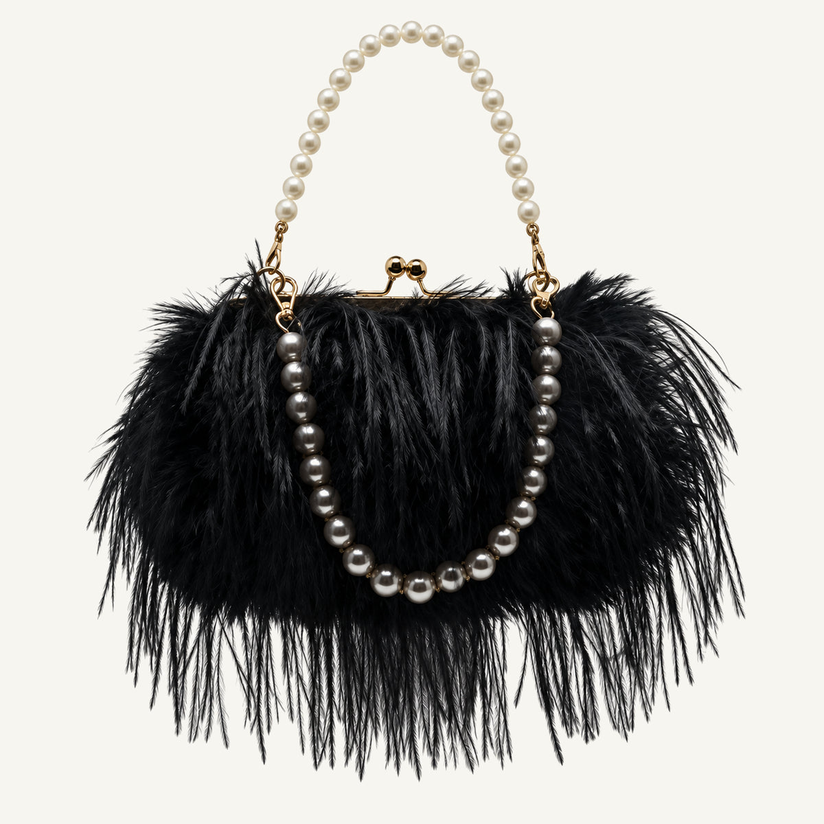 Pearl Handle Feather Clutch