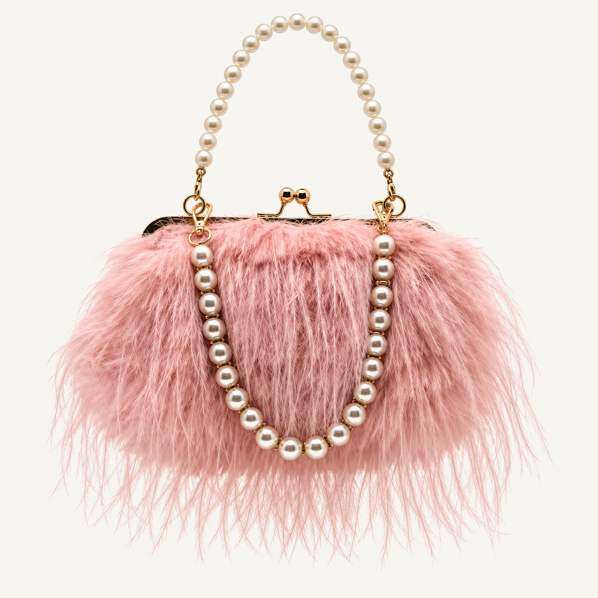 Pearl Handle Feather Clutch