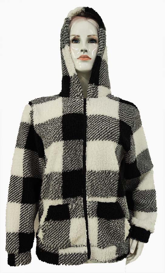 Buffalo Plaid Hooded Zip-Up Jacket