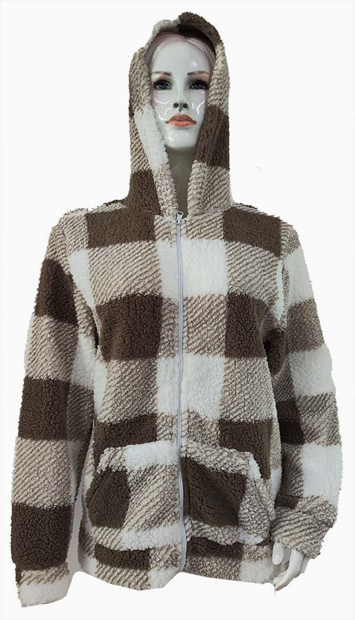 Buffalo Plaid Hooded Zip-Up Jacket