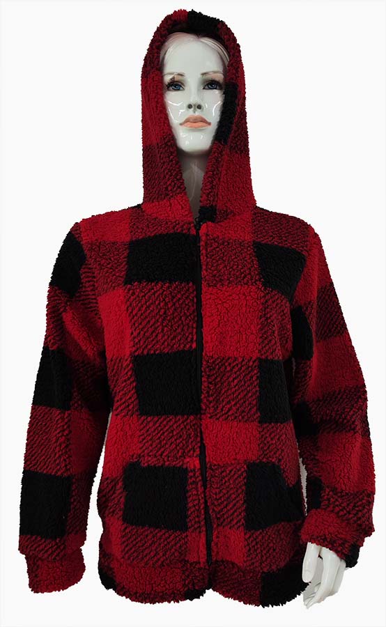 Buffalo Plaid Hooded Zip-Up Jacket