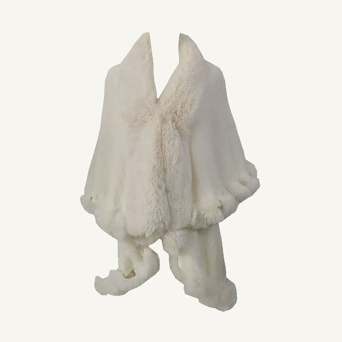 Knit Shawl with Fur Trim