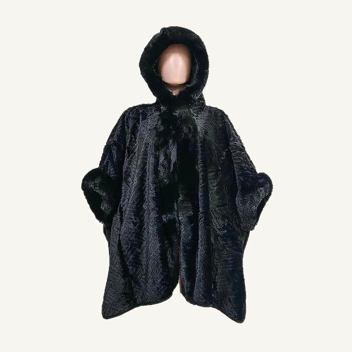 Hooded Fur Poncho