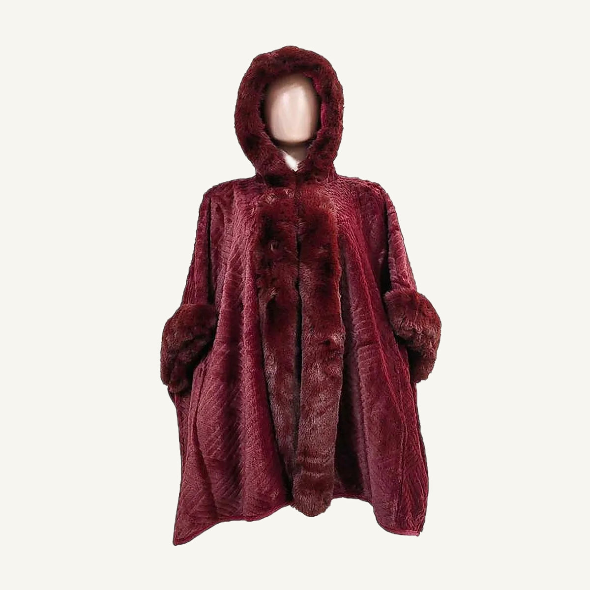 Hooded Fur Poncho