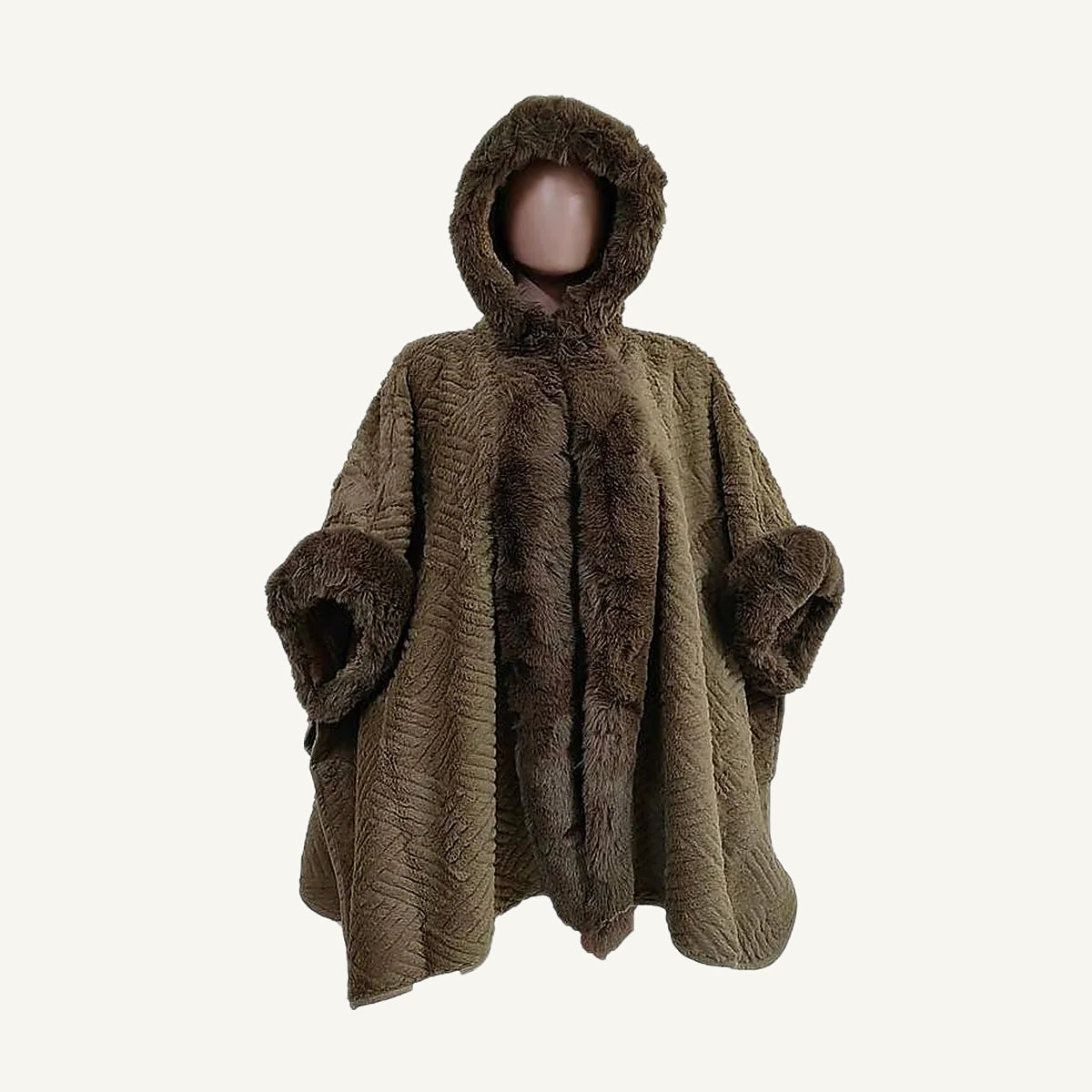 Hooded Fur Poncho
