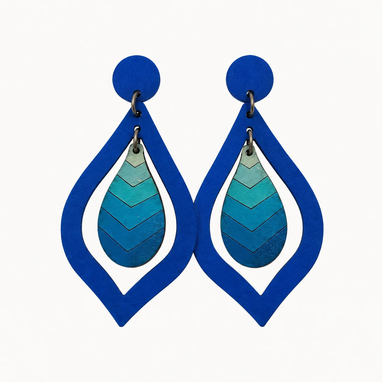Wood Chevron Teardrop Earrings