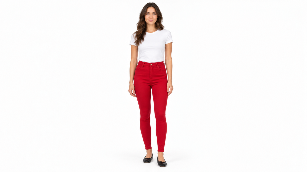 Model wearing Stretchy Jeans