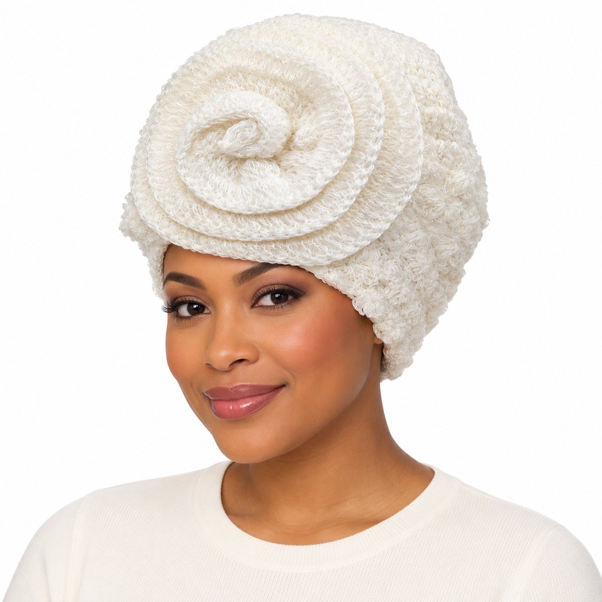 Model wearing Dress Church Hat