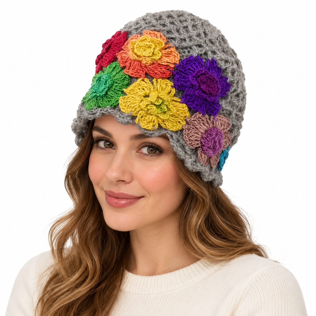 Model wearing Hat: WHA2321 GRA
