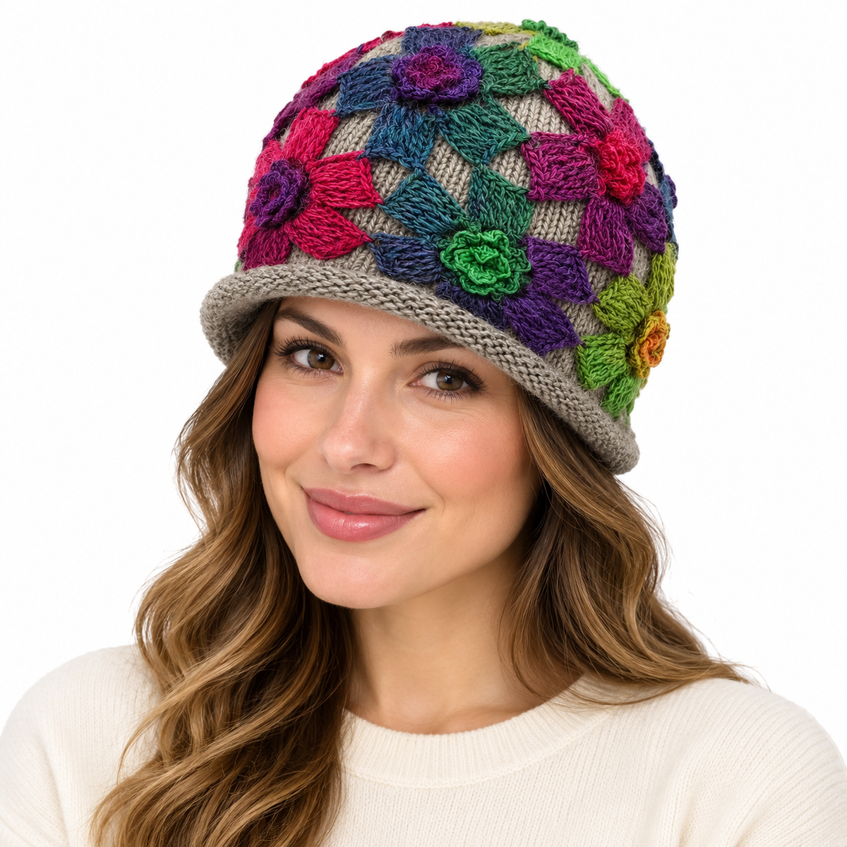 Model wearing Hat: WHA2322 GRA